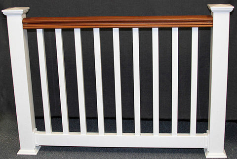 Vinyl Railing Kit with Mahogany Top Rail